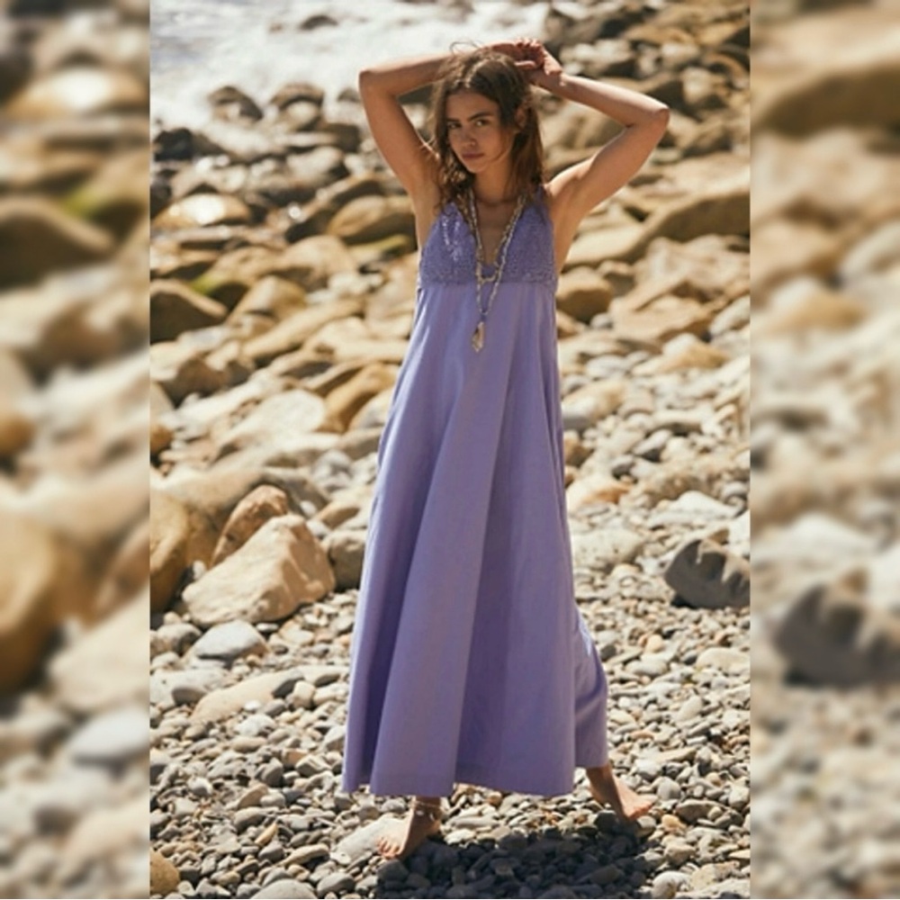 Nwot Free People Lovey Maxi Dress In Periwinkle